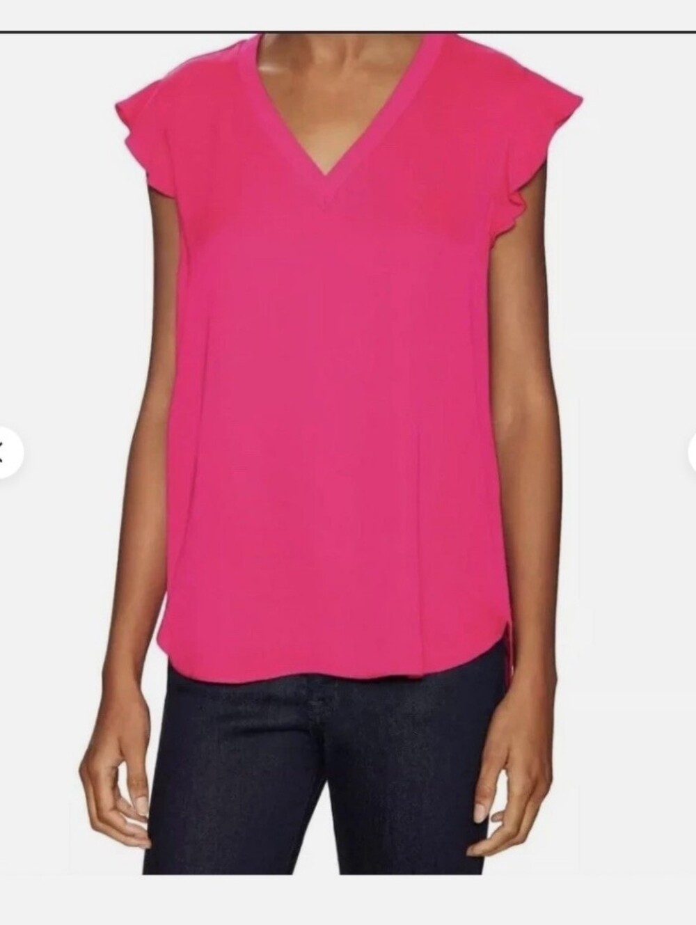 kate spade Bright Pink V-Neck Flutter Sleeve Top
